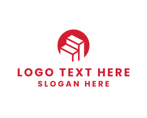 Red Building Stairs logo design