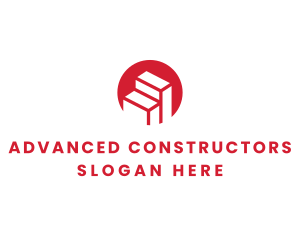 Red Building Stairs logo design