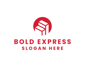 Red Building Stairs logo design