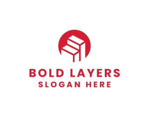 Red Building Stairs logo design