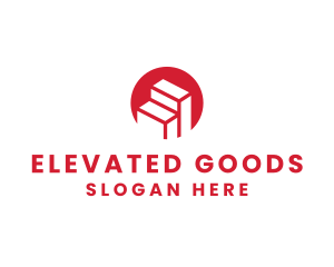 Red Building Stairs logo design