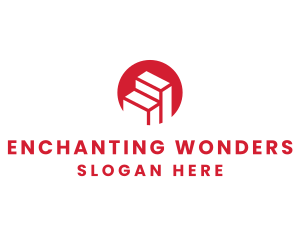 Red Building Stairs logo design