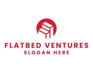 Red Building Stairs logo design