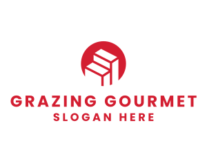 Red Building Stairs logo design