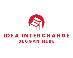 Red Building Stairs logo design