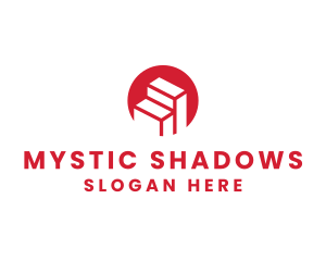 Red Building Stairs logo design