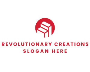 Red Building Stairs logo design