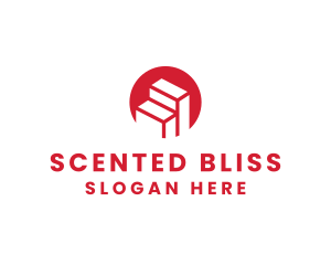 Red Building Stairs logo design