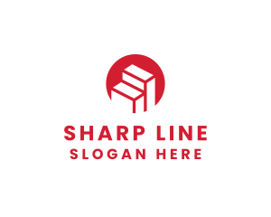 Red Building Stairs logo design