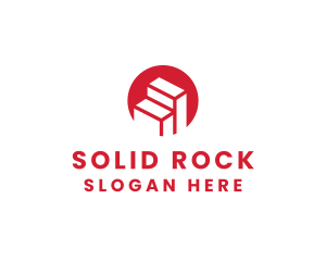 Red Building Stairs logo design