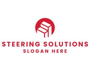 Red Building Stairs logo design