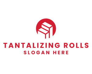 Red Building Stairs logo design