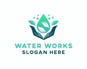 Hand Water Droplet logo