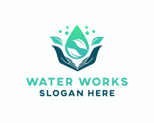 Hand Water Droplet logo design