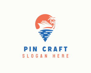 Cruise Ship Location Pin logo design