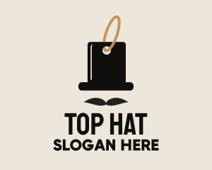 Mustache Top Hat Tag logo design