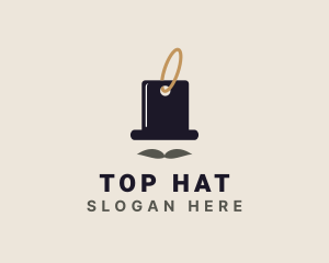 Mustache Top Hat Tag logo design