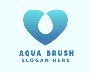 Water Heart Droplet logo design