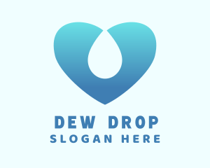 Water Heart Droplet logo design