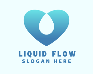 Water Heart Droplet logo design