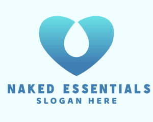 Water Heart Droplet logo design