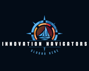 Navigation Compass Sailboat  logo design