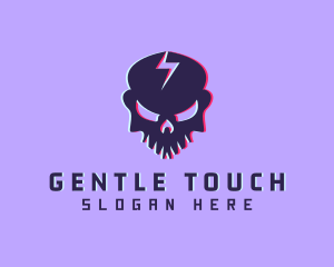 Glitch Lightning Skull Logo