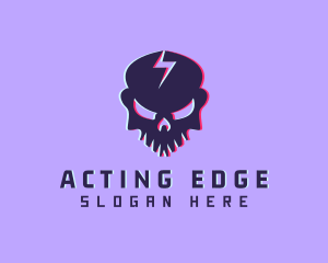 Glitch Lightning Skull logo design