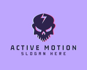 Glitch Lightning Skull logo design