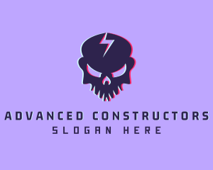 Glitch Lightning Skull logo design