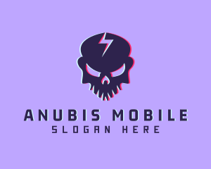 Glitch Lightning Skull logo design