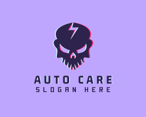 Glitch Lightning Skull logo design