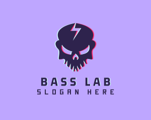 Glitch Lightning Skull logo design