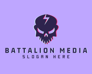 Glitch Lightning Skull logo design