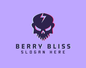 Glitch Lightning Skull logo design