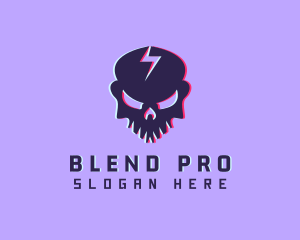 Glitch Lightning Skull logo design