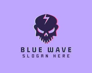 Glitch Lightning Skull logo design