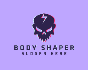 Glitch Lightning Skull logo design