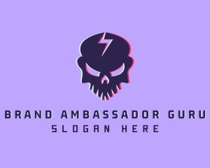 Glitch Lightning Skull logo design