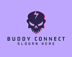 Glitch Lightning Skull logo design