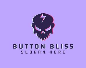 Glitch Lightning Skull logo design