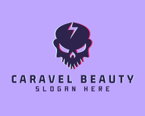 Glitch Lightning Skull logo design