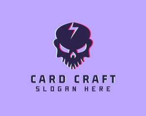 Glitch Lightning Skull logo design