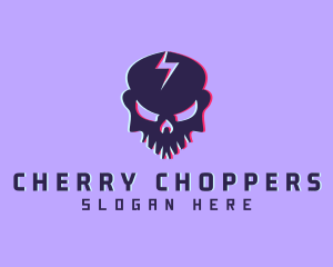 Glitch Lightning Skull logo design