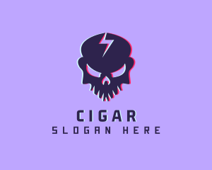 Glitch Lightning Skull logo design