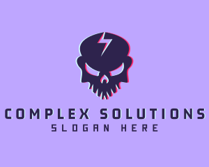 Glitch Lightning Skull logo design