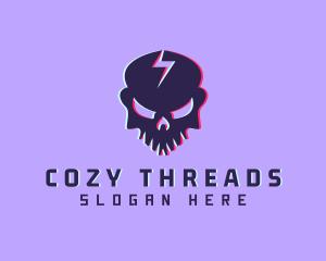 Glitch Lightning Skull logo design