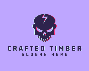 Glitch Lightning Skull logo design