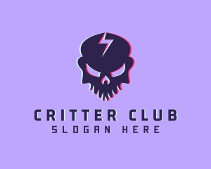 Glitch Lightning Skull logo design