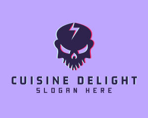 Glitch Lightning Skull logo design